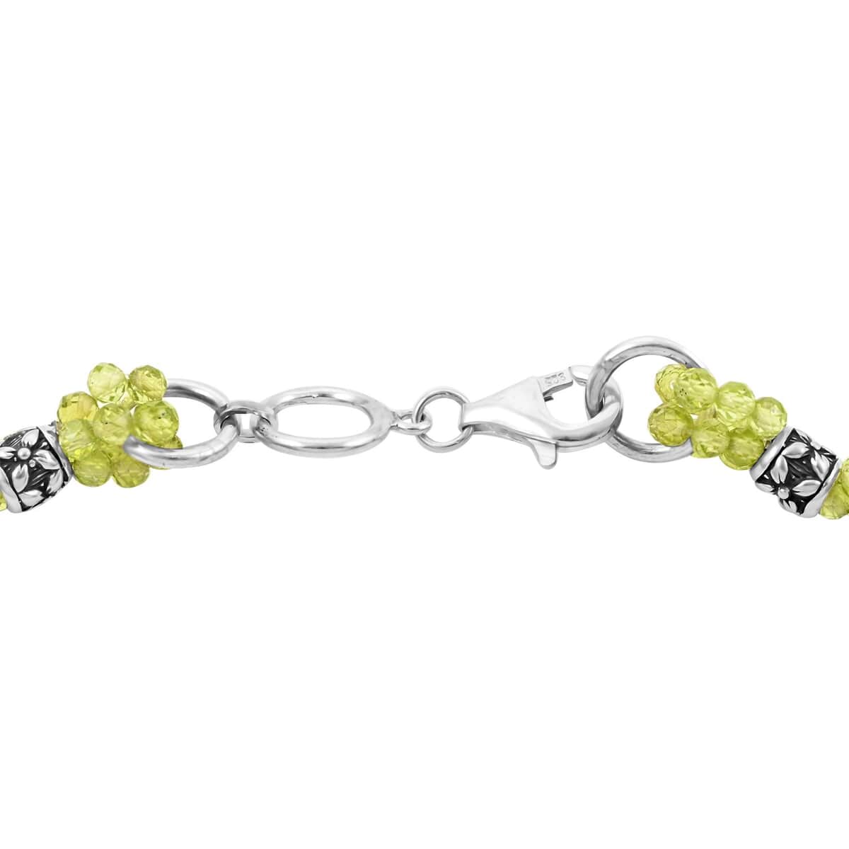 Bali Legacy Peridot Beaded 3 Row Necklace 22 Inches in Sterling Silver 120.00 ctw image number 3