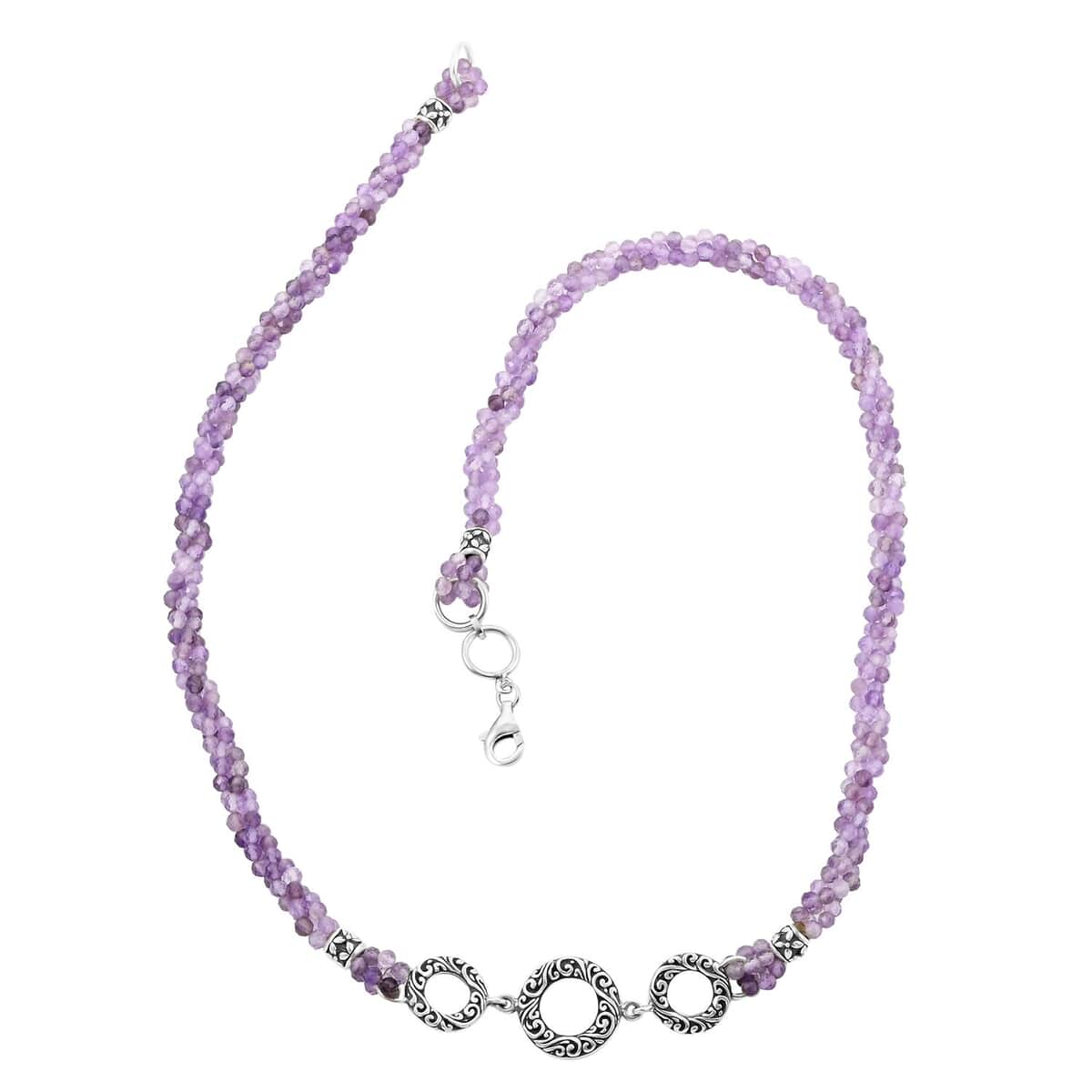 Bali Legacy Amethyst Beaded 3 Row Necklace 22 Inches in Sterling Silver 120.00 ctw image number 0