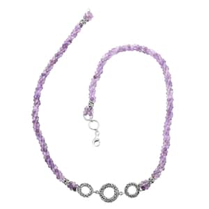 Bali Legacy Amethyst Beaded 3 Row Necklace 22 Inches in Sterling Silver 120.00 ctw