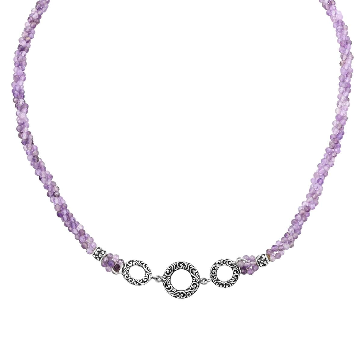 Bali Legacy Amethyst Beaded 3 Row Necklace 22 Inches in Sterling Silver 120.00 ctw image number 2