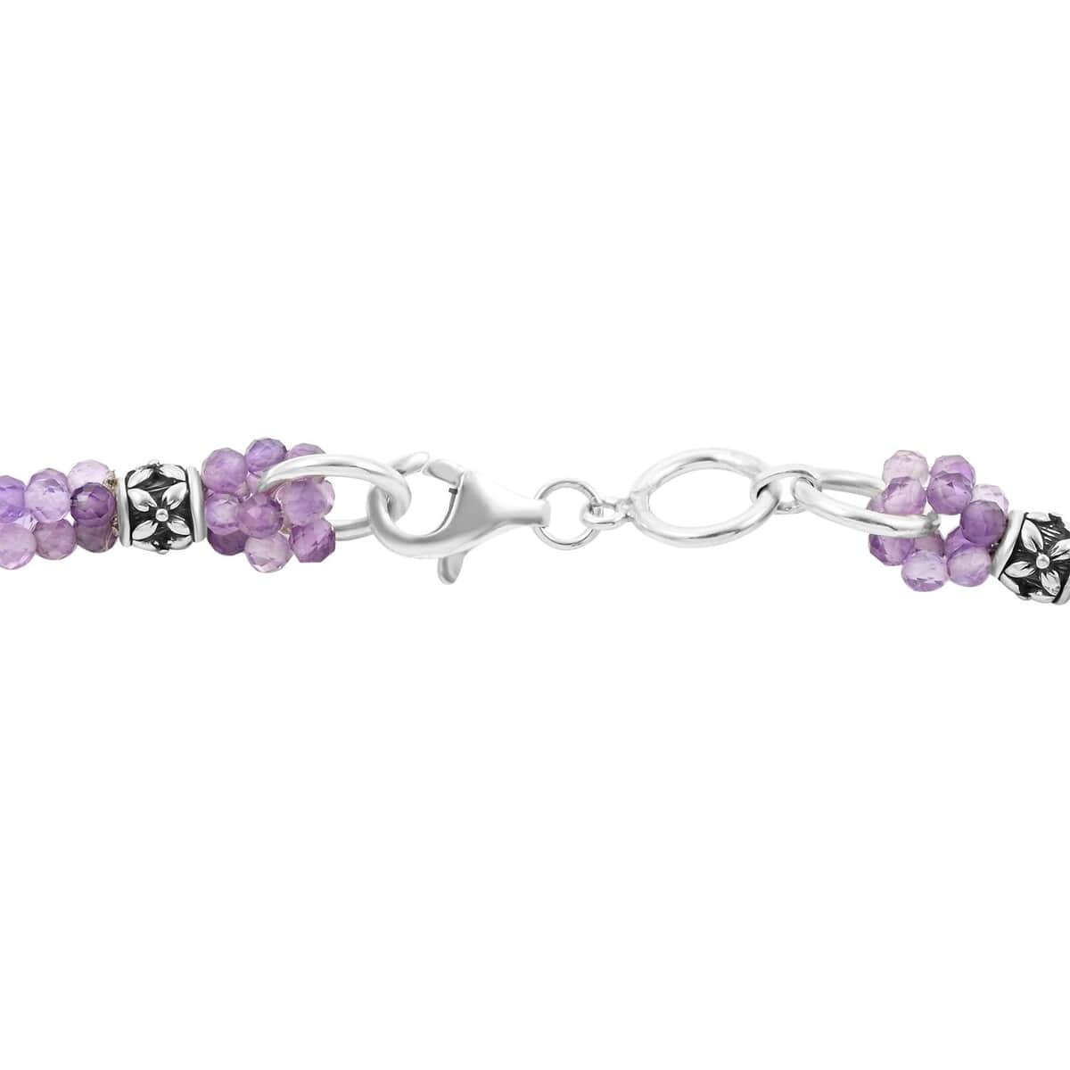 Bali Legacy Amethyst Beaded 3 Row Necklace 22 Inches in Sterling Silver 120.00 ctw image number 3