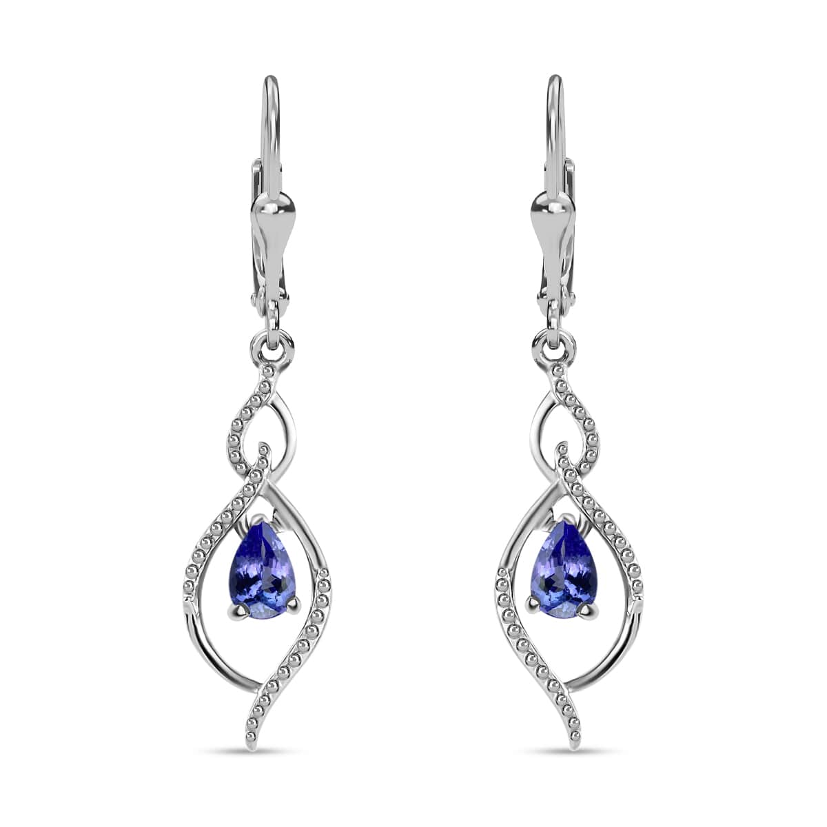 Tanzanite Drop Dangle Earrings in Platinum Plated Sterling Silver, Tanzanite Earrings For Women, Wedding Gifts For Women 0.65 ctw image number 0