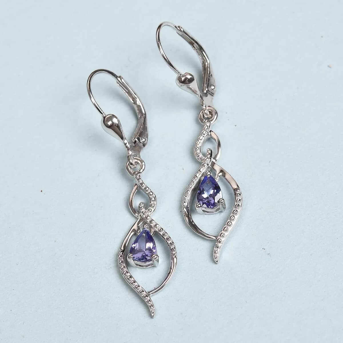 0.80 ctw Tanzanite Earrings in Platinum Over Sterling Silver image number 1