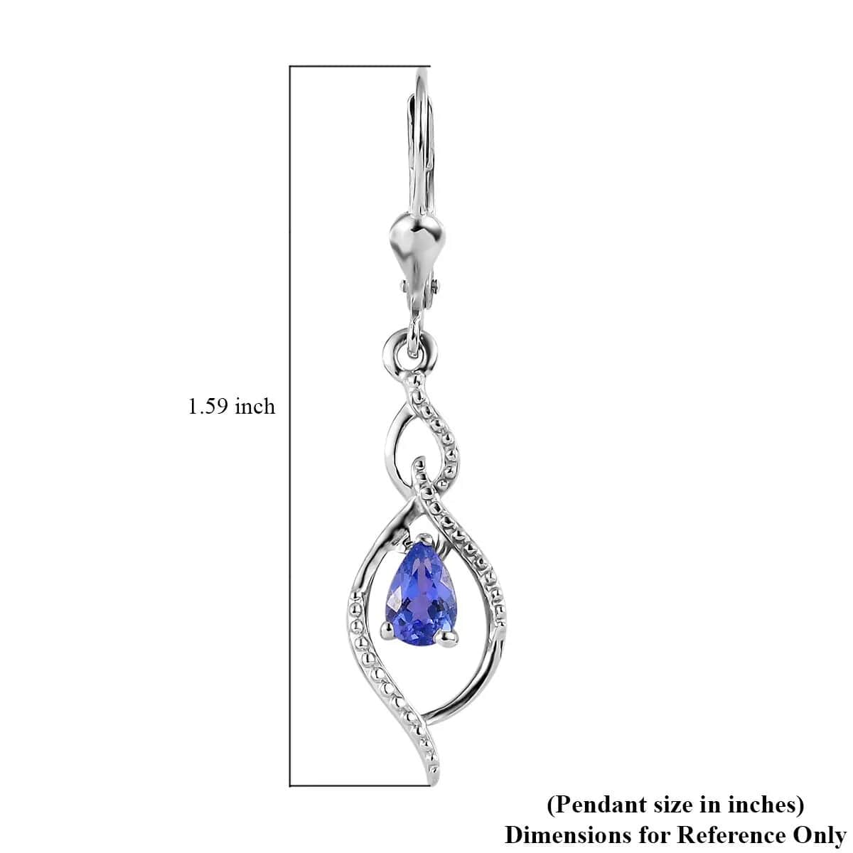 Tanzanite Drop Dangle Earrings in Platinum Plated Sterling Silver, Tanzanite Earrings For Women, Wedding Gifts For Women 0.65 ctw image number 6