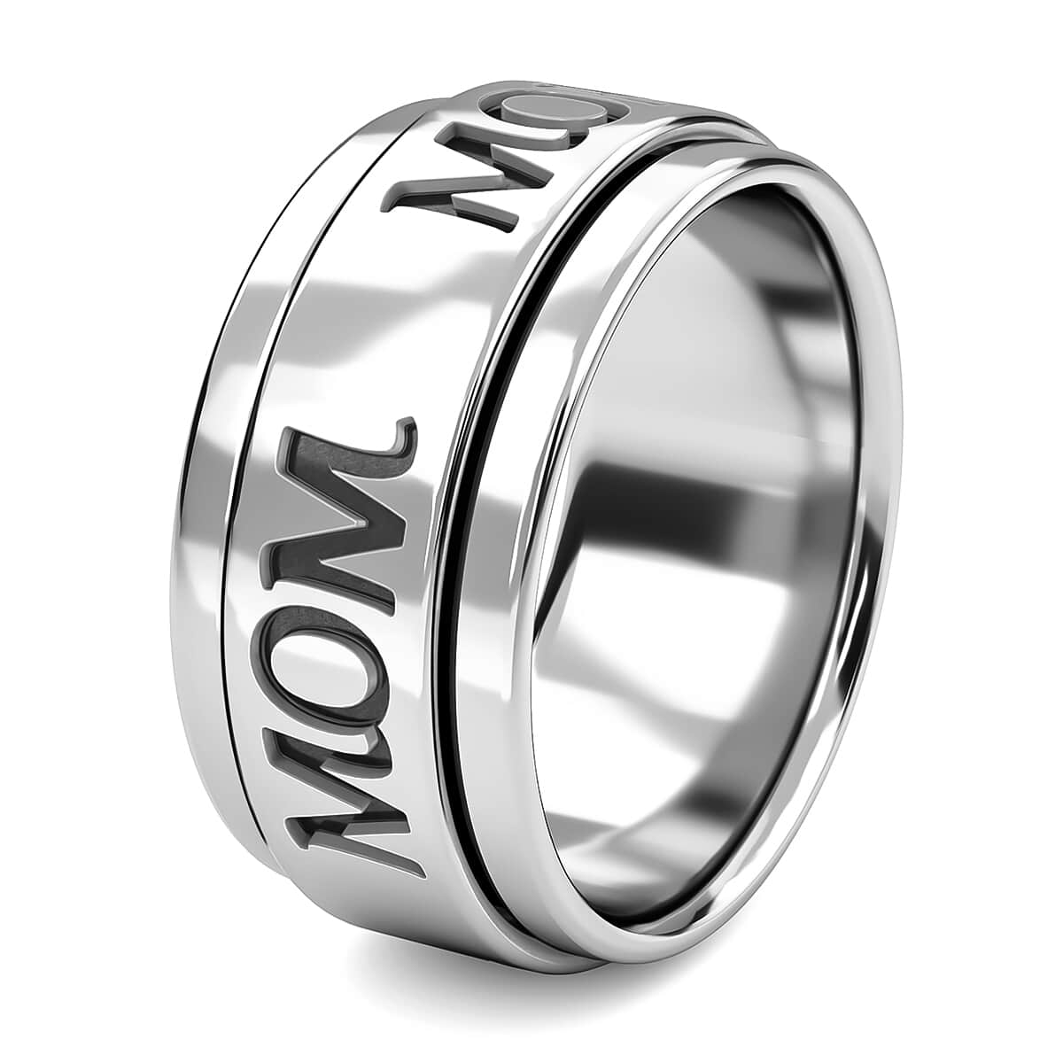 Sterling Silver Mom Spinner Ring, Anxiety Ring for Women, Fidget Rings for Anxiety for Women, Stress Relieving Anxiety Ring, Promise Rings (Size 10.0) (6.50 g) image number 6