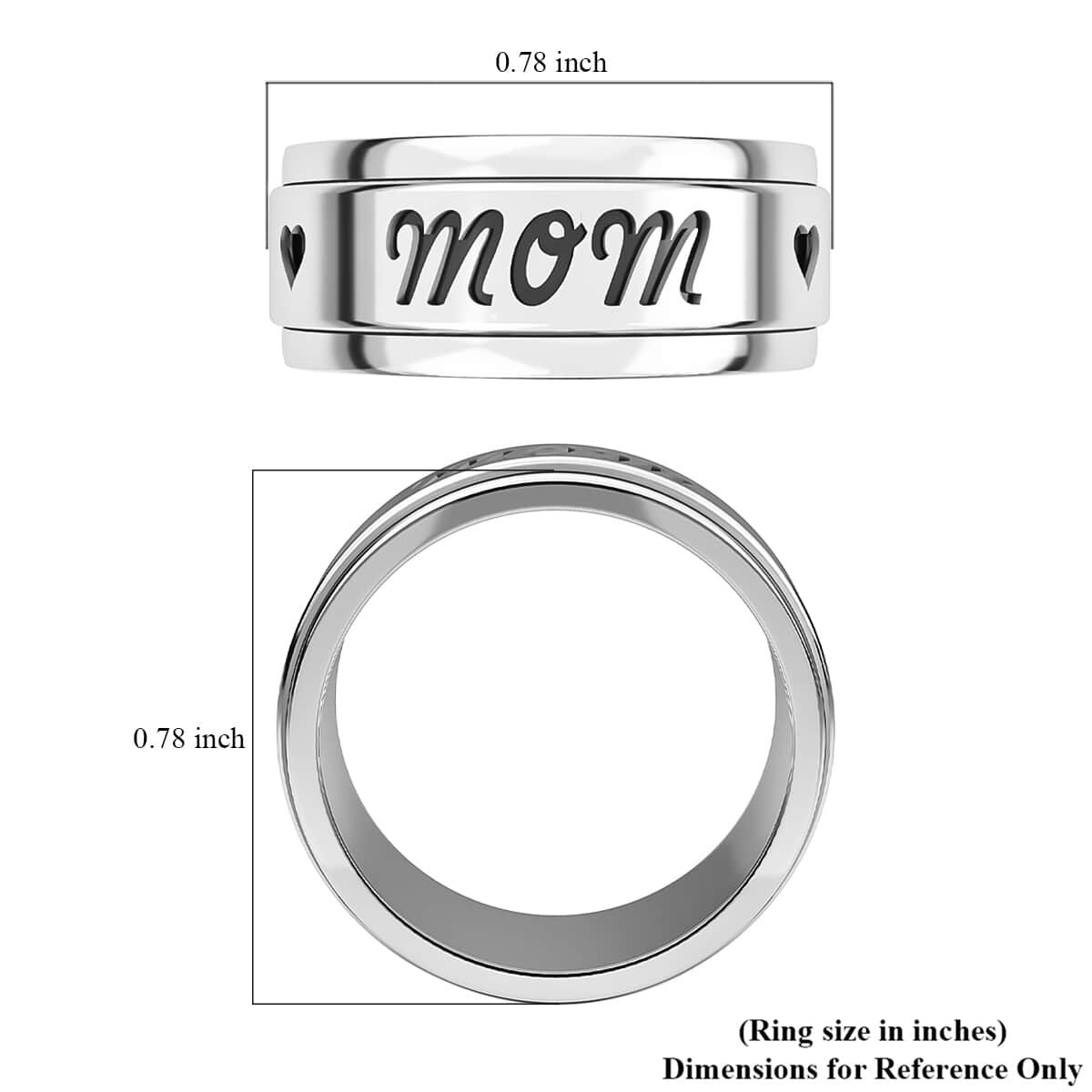 Mom Spinner Ring in Sterling Silver, Anxiety Ring for Women, Fidget Rings for Anxiety for Women, Promise Rings 6.50 Grams (Size 5.0) image number 7