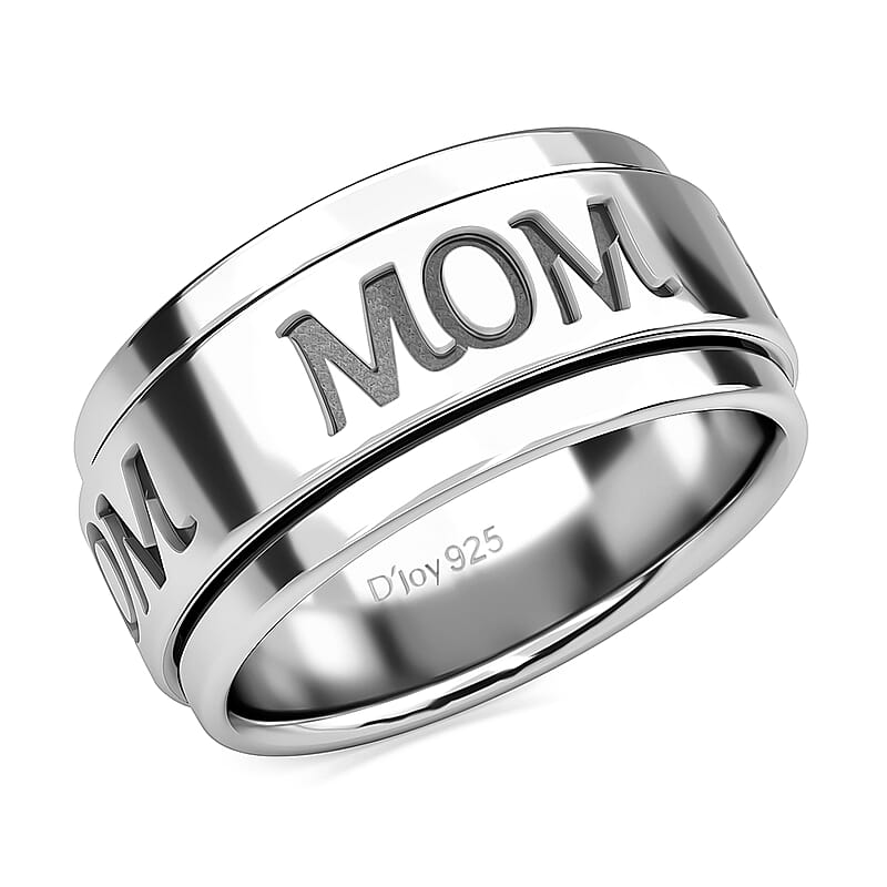 Mom Spinner Ring in Sterling Silver, Anxiety Ring for Women, Fidget Rings for Anxiety for Women, Promise Rings 6.50 Grams (Size 6.0)