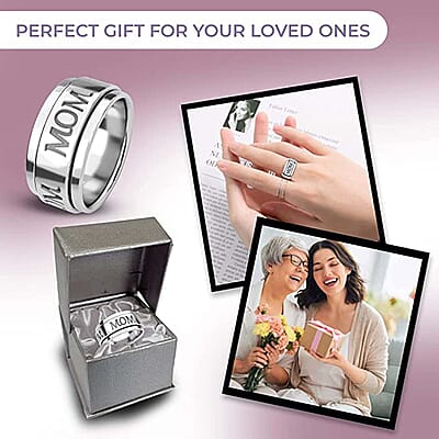 Mom Spinner Ring in Sterling Silver, Anxiety Ring for Women, Fidget Rings for Anxiety for Women, Promise Rings 6.50 Grams (Size 6.0)