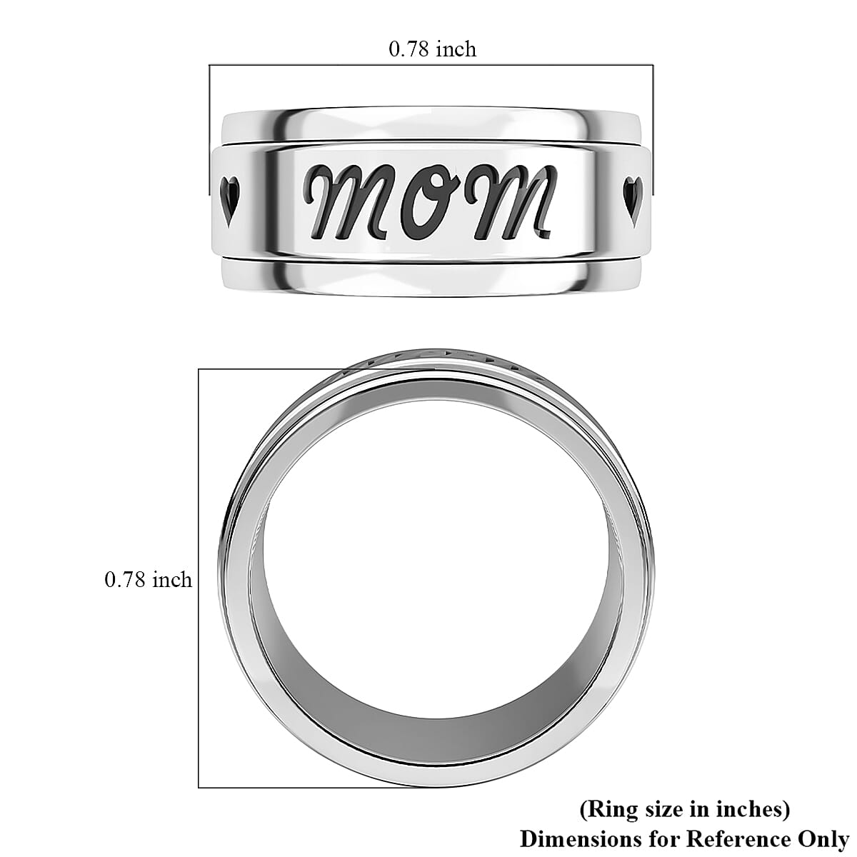 Mom Spinner Ring in Sterling Silver, Anxiety Ring for Women, Fidget Rings for Anxiety for Women, Promise Rings 6.50 Grams (Size 6.0)