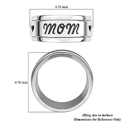 Mom Spinner Ring in Sterling Silver, Anxiety Ring for Women, Fidget Rings for Anxiety for Women, Promise Rings 6.50 Grams (Size 6.0)