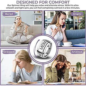 Mom Spinner Ring in Sterling Silver, Anxiety Ring for Women, Fidget Rings for Anxiety for Women, Promise Rings 6.50 Grams (Size 7.0)