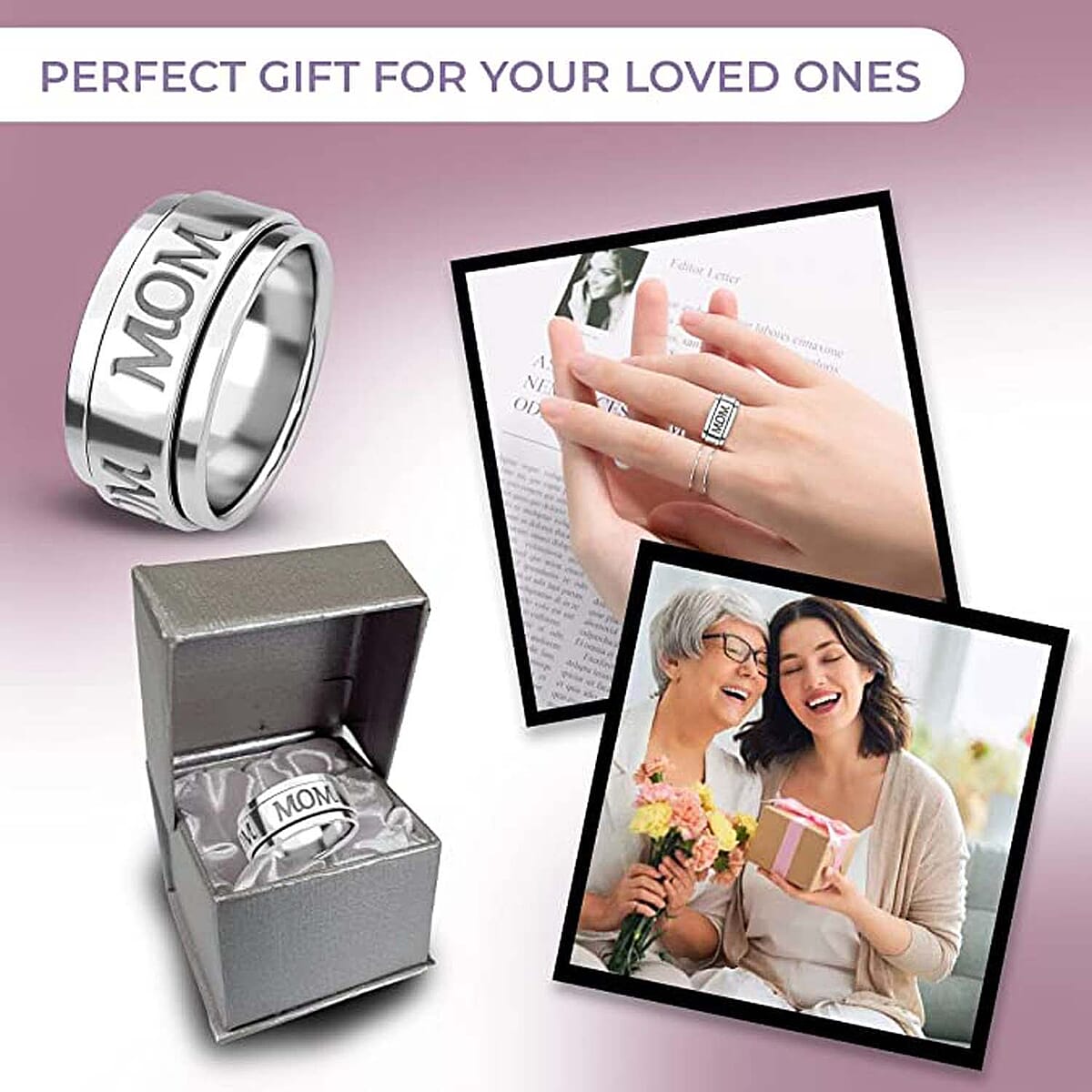 D'Joy Mom Spinner Ring in Sterling Silver, Anxiety Ring for Women, Fidget Rings for Anxiety for Women, Promise Rings 6.50 Grams (Size 8.0) image number 5