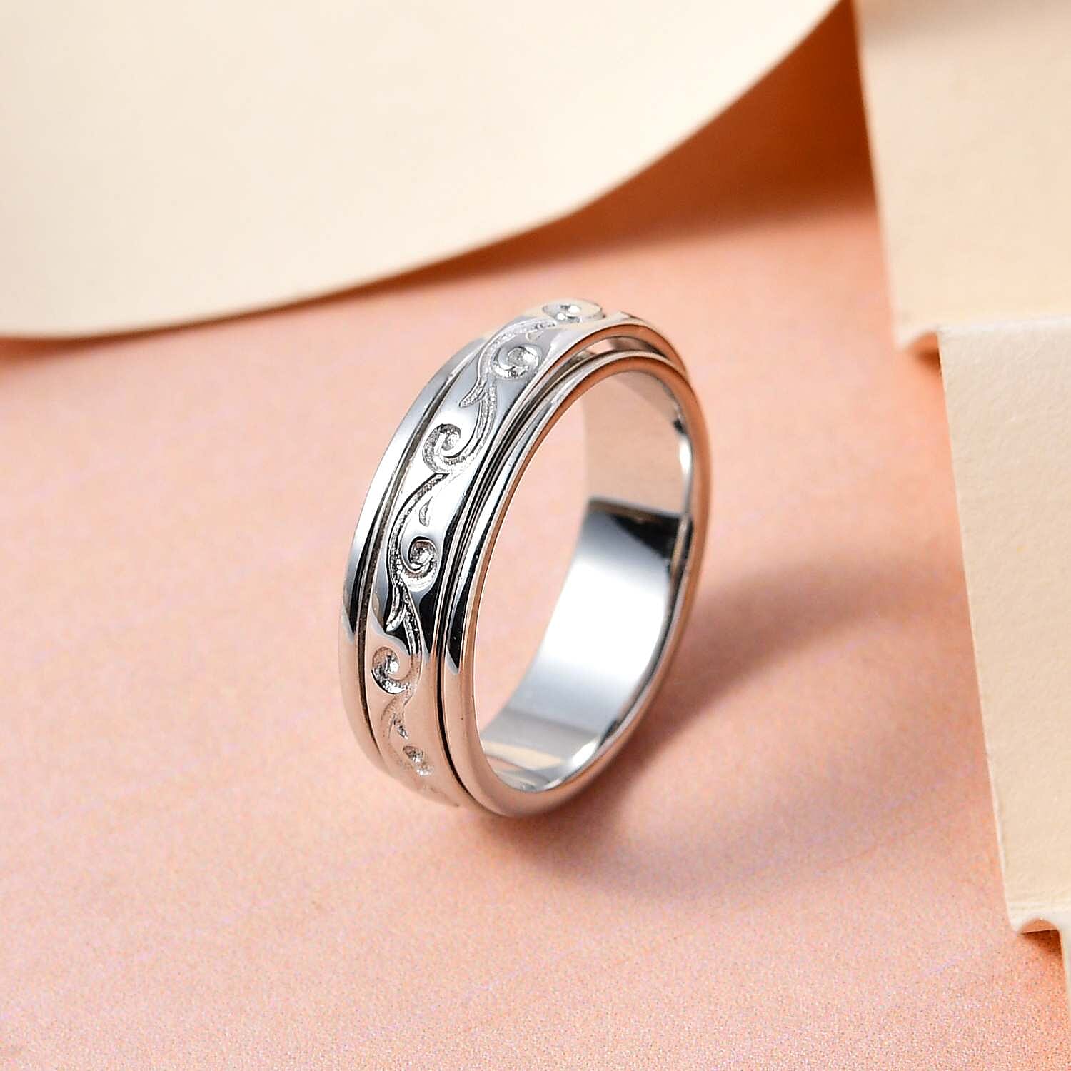 D'Joy Sterling Silver Spinner Band Ring (Size 5.0) (4 g)