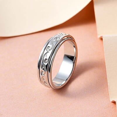 D'Joy Sterling Silver Spinner Band Ring (Size 5.0) (4 g)