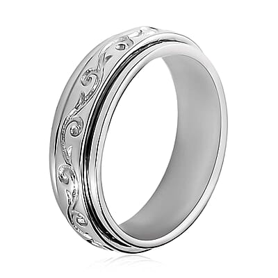 D'Joy Sterling Silver Spinner Band Ring (Size 5.0) (4 g)