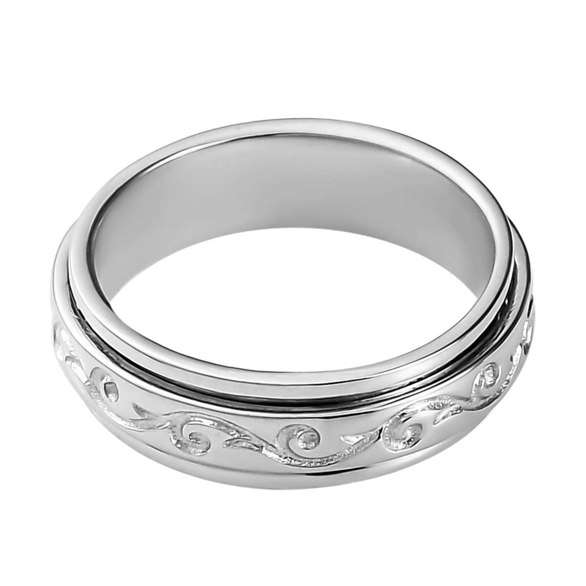 Spinner Ring in Sterling Silver, Anxiety Ring for Women, Fidget Rings for Anxiety for Women, Promise Ring (4 g) (Size 5.0) image number 6