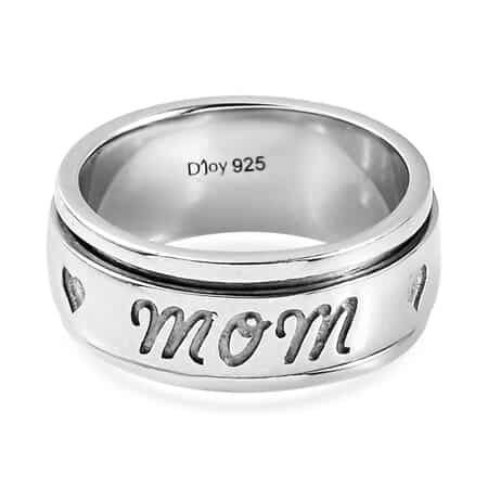 Sterling Silver Mom Spinner Ring, Anxiety Ring for Women, Fidget Rings for Anxiety for Women, Stress Relieving Anxiety Ring, Promise Rings (Size 10.0) (6.10 g) image number 6