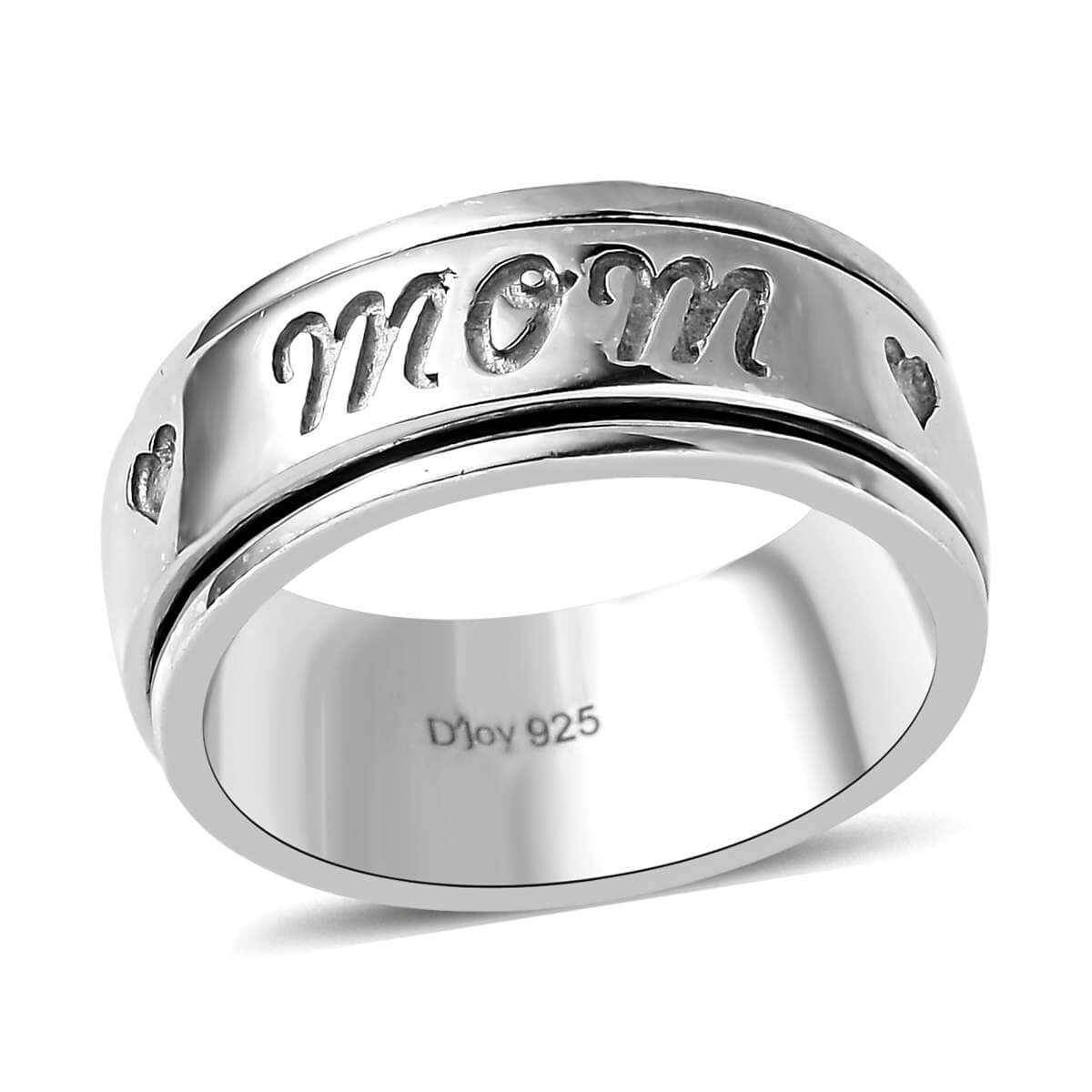 Sterling Silver Mom Spinner Ring, Anxiety Ring for Women, Fidget Rings for Anxiety for Women, Stress Relieving Anxiety Ring, Promise Rings (Size 11.0) (6.10 g) image number 0