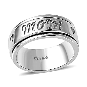 Mom Spinner Ring in Sterling Silver, Anxiety Ring for Women, Fidget Rings for Anxiety for Women, Stress Relieving Anxiety Ring, Promise Rings (Size 6.0) (6.10 g)