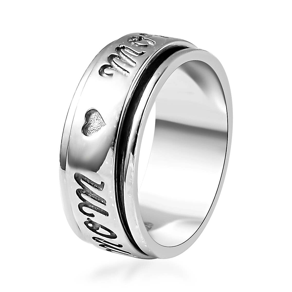 D'Joy Mom Spinner Ring in Sterling Silver, Anxiety Ring for Women, Fidget Rings for Anxiety for Women, Stress Relieving Anxiety Ring, Promise Rings (Size 8.0) (6.10 g)