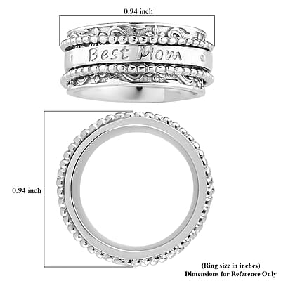 Sterling Silver Best Mom Spinner Ring, Anxiety Ring for Women, Fidget Rings for Anxiety for Women, Stress Relieving Anxiety Ring, Promise Rings (Size 10.0) (7.75 g)
