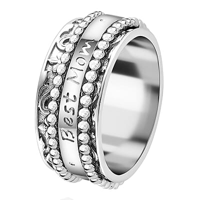 Sterling Silver Best Mom Spinner Ring, Anxiety Ring for Women, Fidget Rings for Anxiety for Women, Stress Relieving Anxiety Ring, Promise Rings (Size 5.0) (7.75 g)