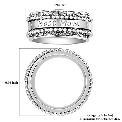 Sterling Silver Best Mom Spinner Ring, Anxiety Ring for Women, Fidget Rings for Anxiety for Women, Stress Relieving Anxiety Ring, Promise Rings (Size 5.0) (7.75 g)
