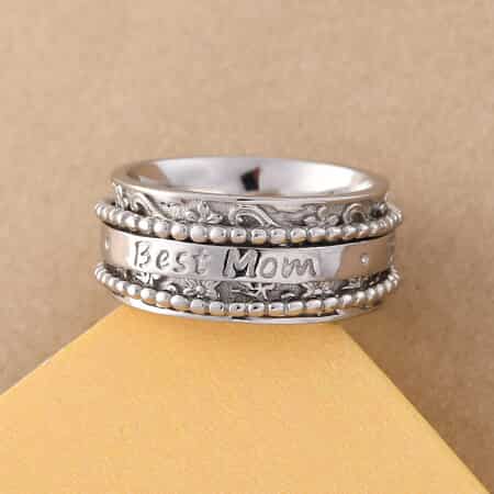 Sterling Silver Best Mom Spinner Ring, Anxiety Ring for Women, Fidget Rings for Anxiety for Women, Stress Relieving Anxiety Ring, Promise Rings (Size 6.0) (7.75 g) image number 3