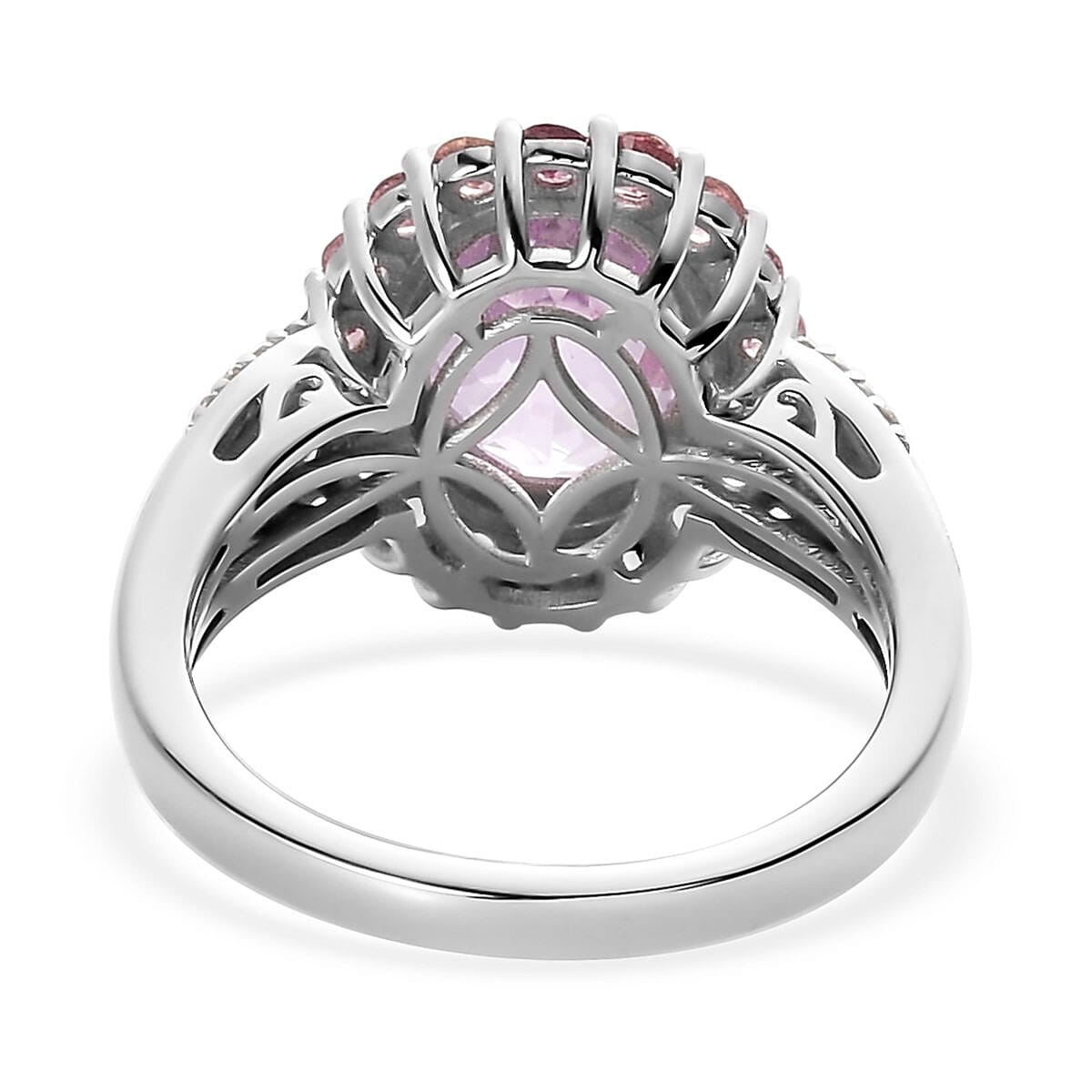 Premium Martha Rocha Kunzite and Multi Gemstone Halo Ring in Platinum Over Sterling Silver (Size 7.0) 4.50 ctw