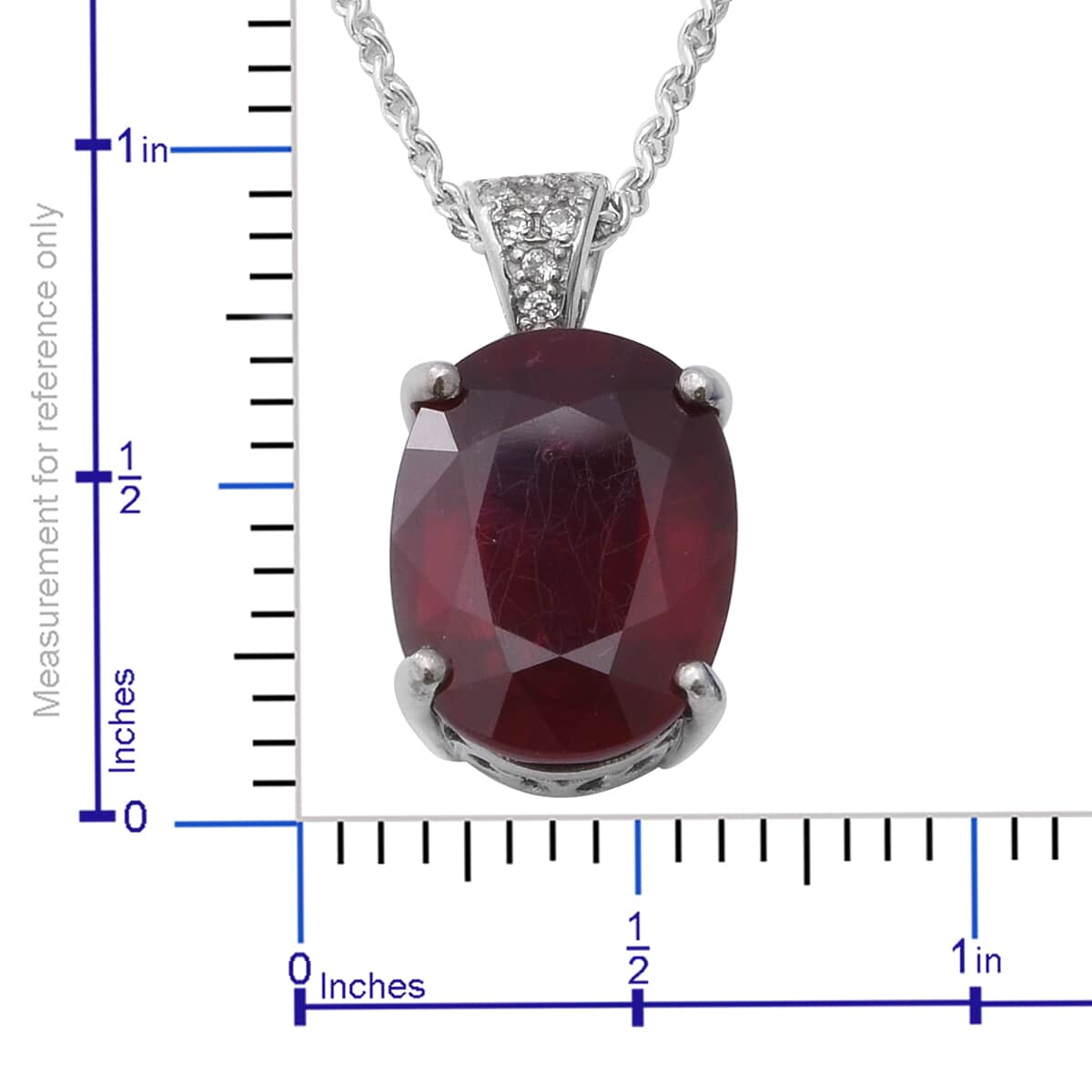 Niassa Ruby (FF) and White Zircon Pendant Necklace 18 Inch in Platinum Over Sterling Silver 12.49 ctw image number 4