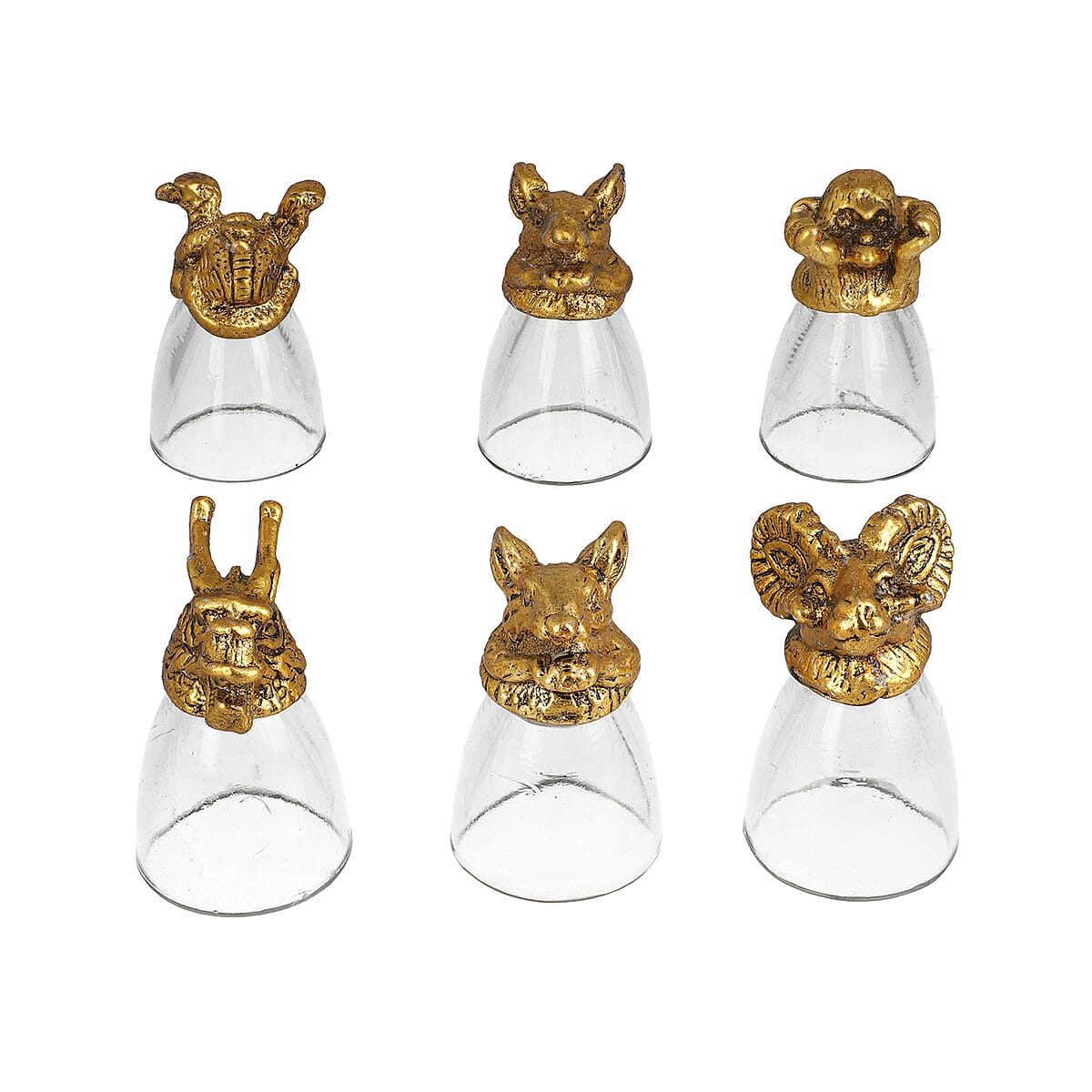 Set of 6 Golden Animal Head Shot Glasses - 50ml image number 0