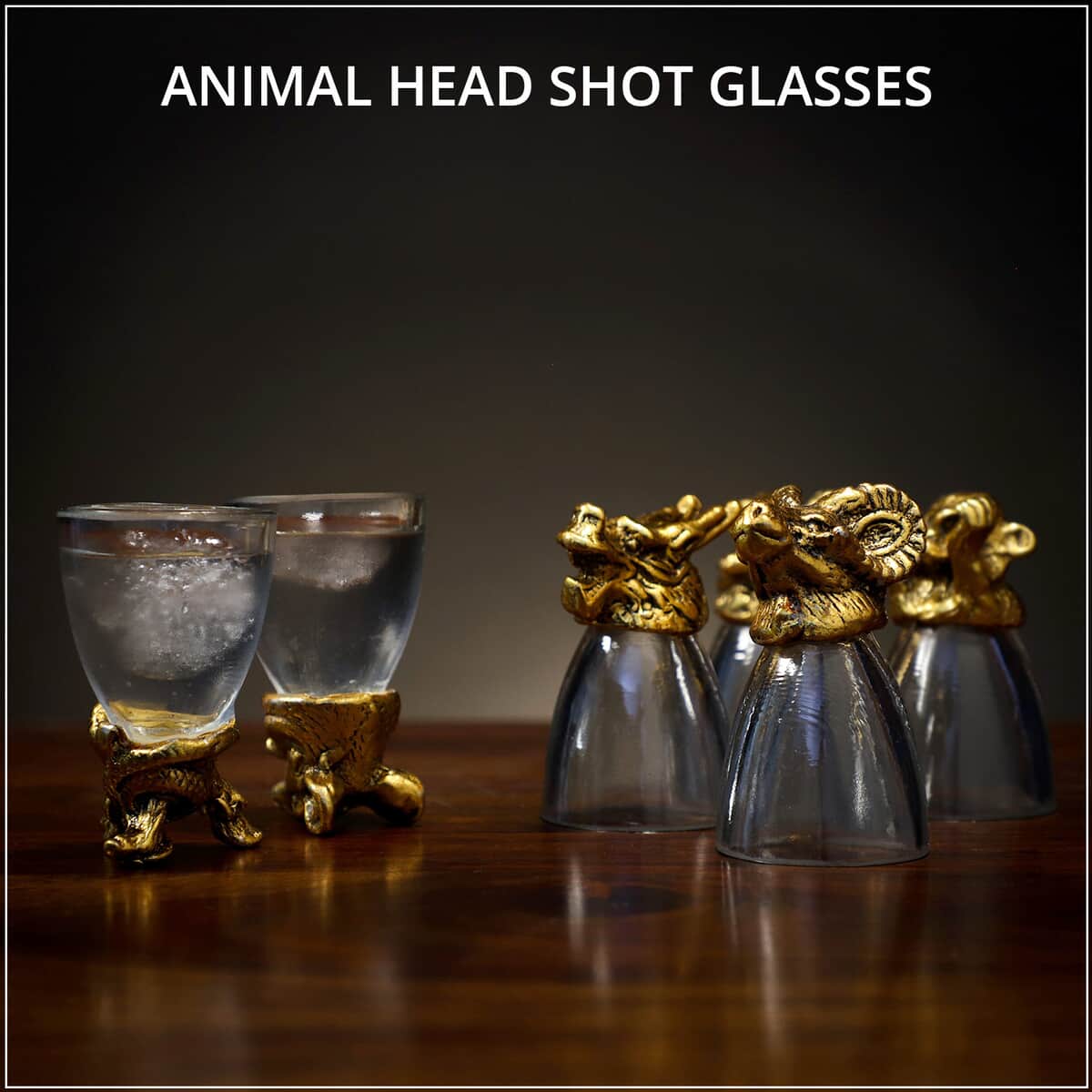 Set of 6 Golden Animal Head Shot Glasses - 50ml image number 1