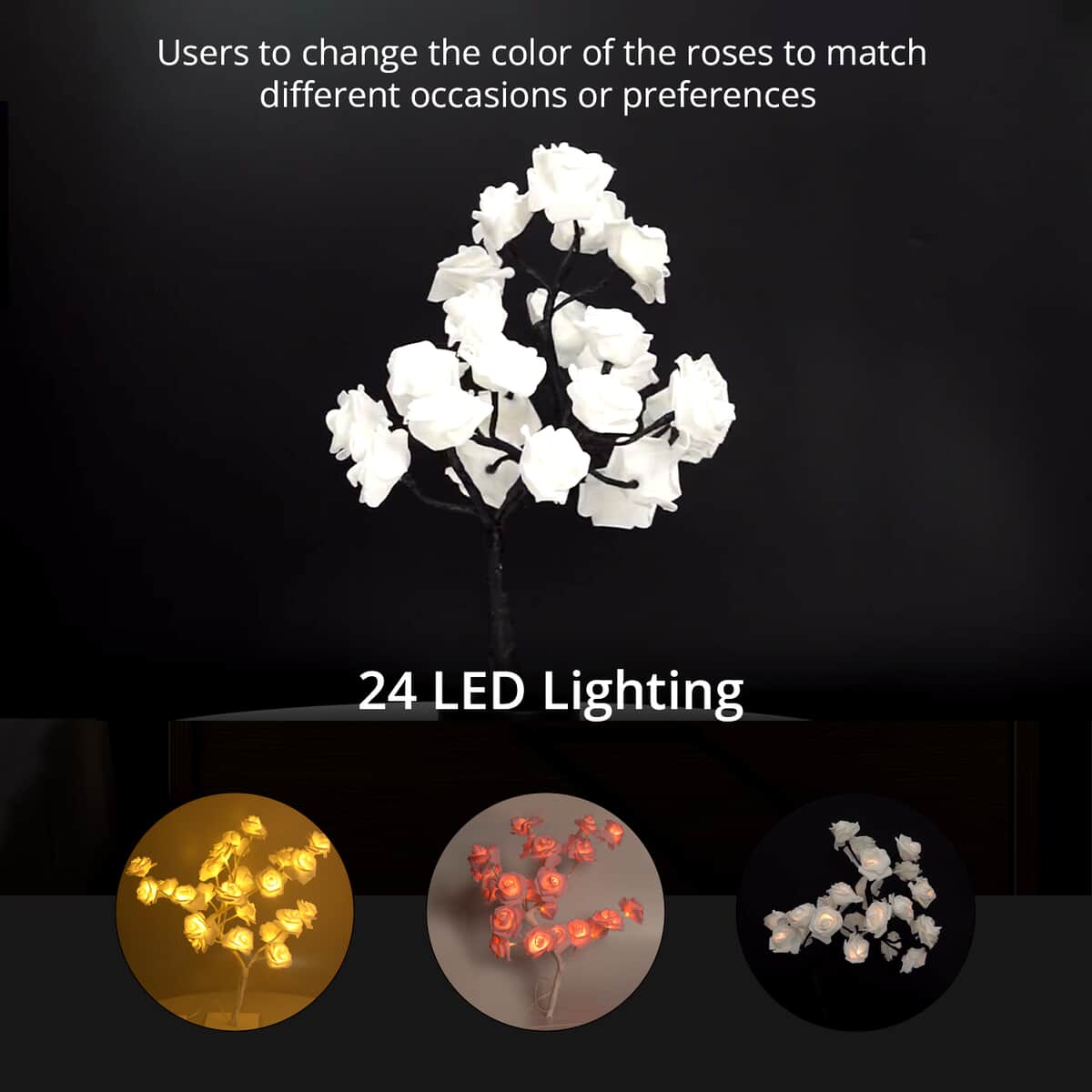 White Multi Headed Rose Tree LED Light (19.68") (3xAA Battery Not Included) image number 2