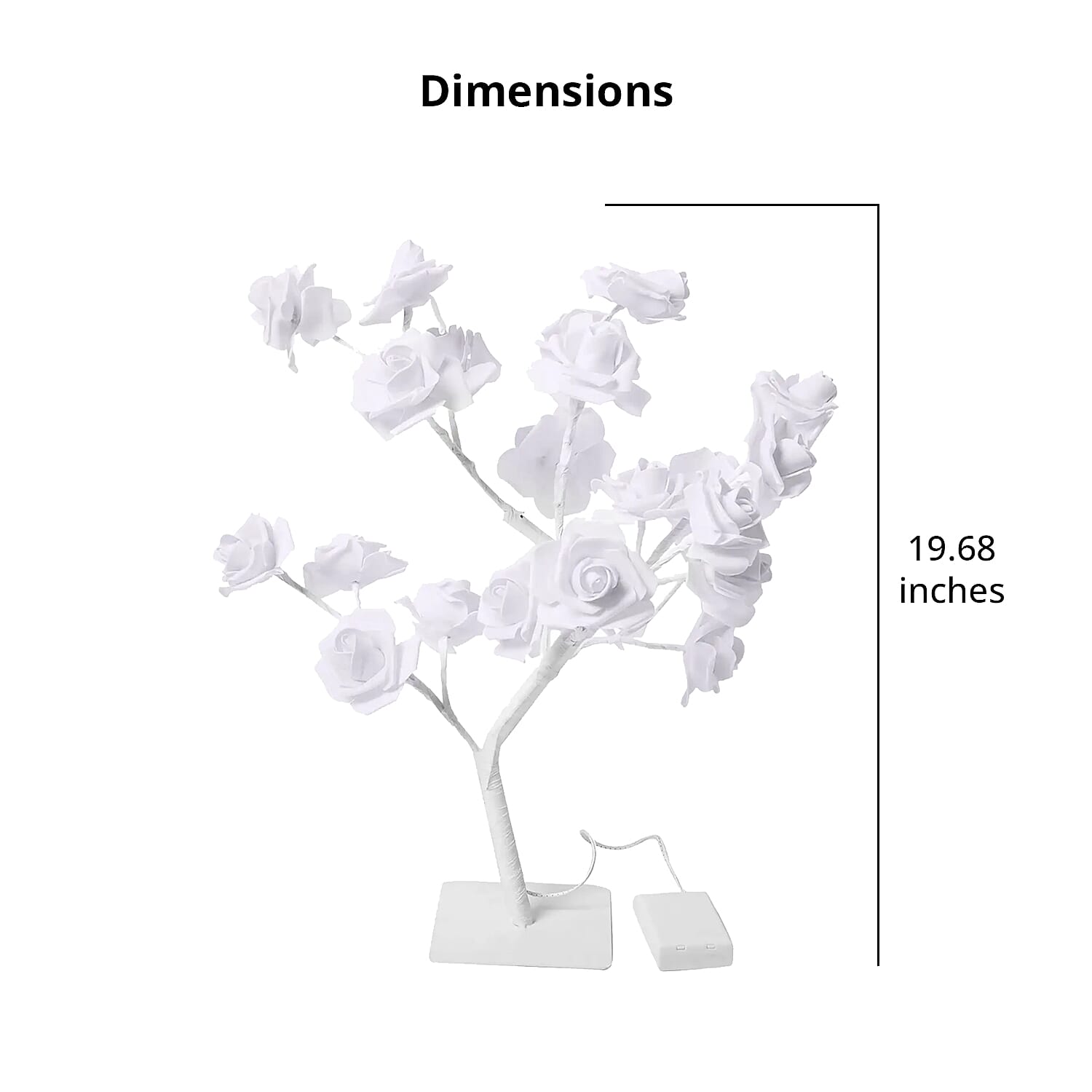 White Multi Headed Rose Tree LED Light (19.68") (3xAA Battery Not Included)