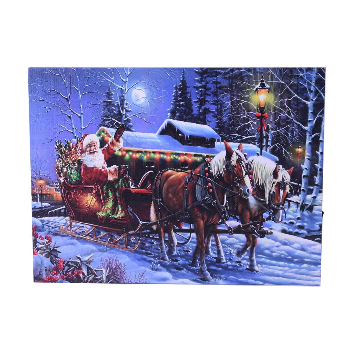 Homesmart Multi Color Canvas 3-LED Santa and Sleigh Christmas Painting (2xAA Battery Not Included) image number 0