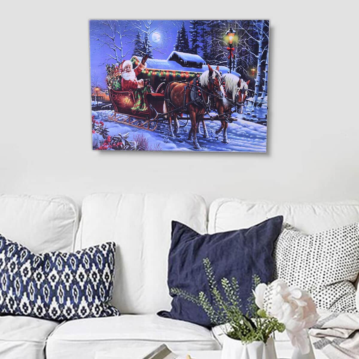 " 3-LED LED Christmas painting-carriage material:FIR+canvas size:30*40 CM(11.81x15.75 inch) weight:0.25kg colors:multicolor battery:2*AA(not include) " image number 1