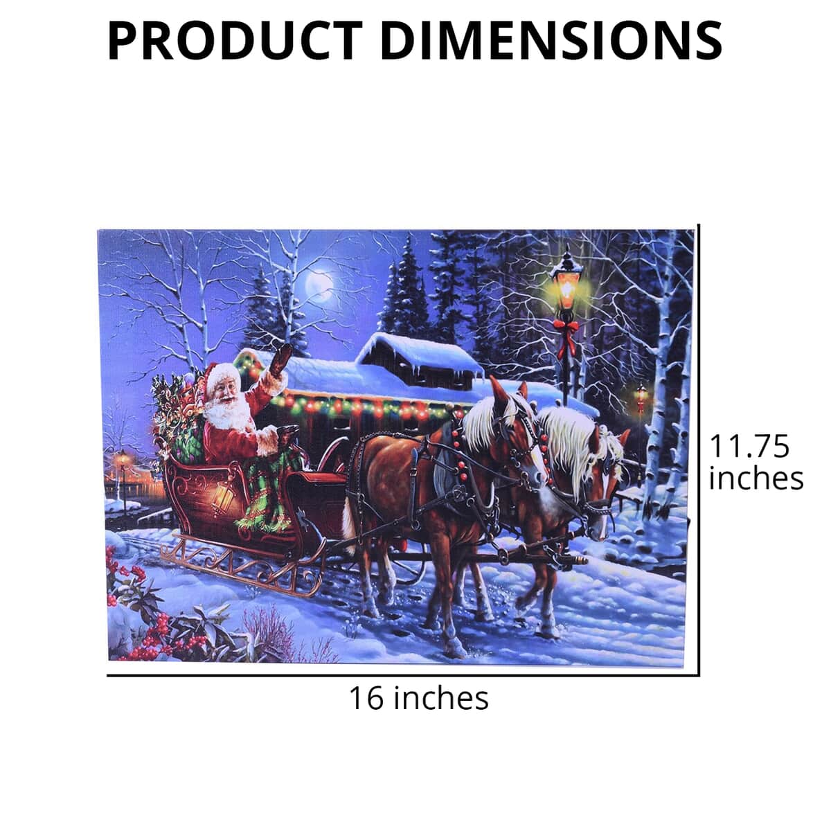 Homesmart Multi Color Canvas 3-LED Santa and Sleigh Christmas Painting (2xAA Battery Not Included) image number 3