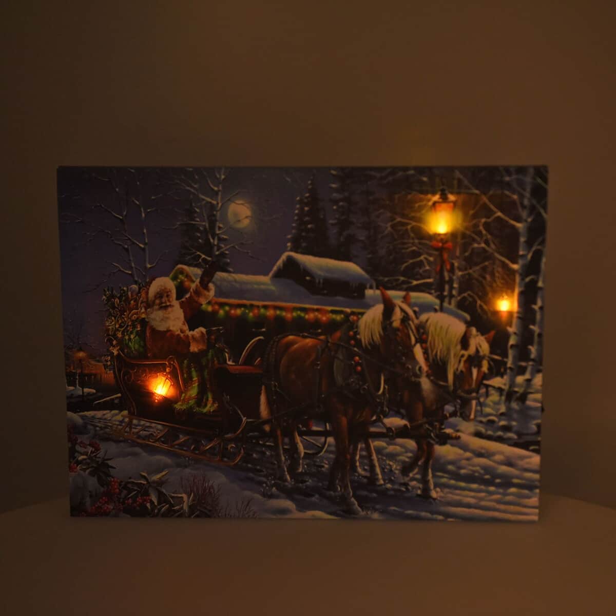Homesmart Multi Color Canvas 3-LED Santa and Sleigh Christmas Painting (2xAA Battery Not Included) image number 6