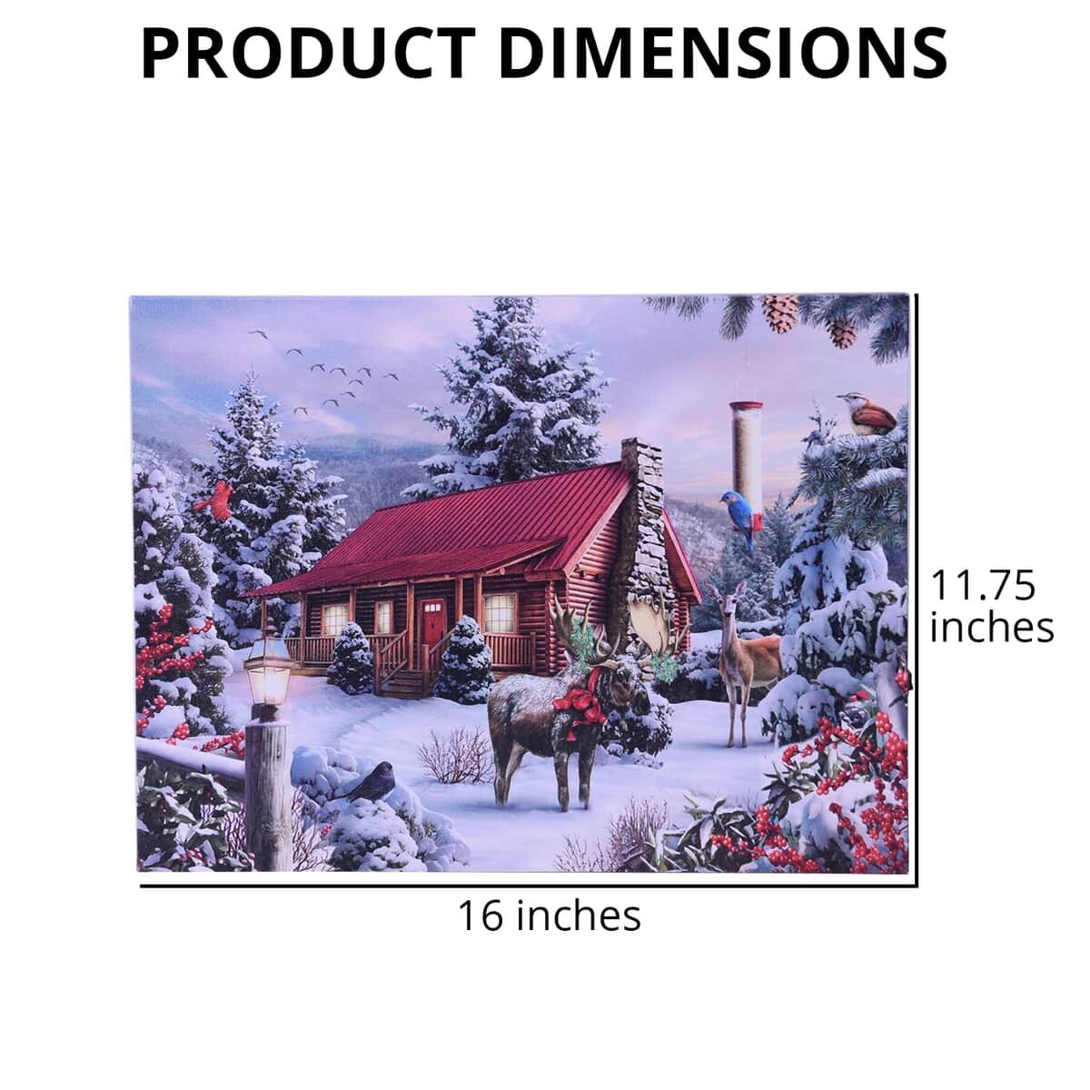 Homesmart Multi Color Canvas 3-LED Wooden House Christmas Painting (2xAA Battery Not Included) image number 3