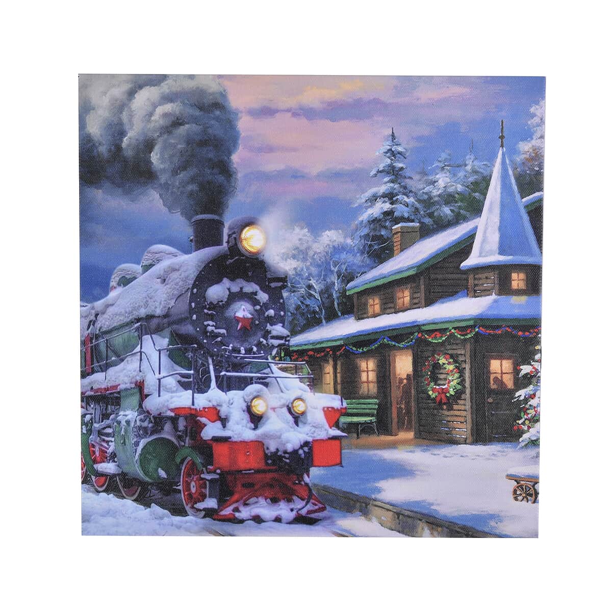 Homesmart Multi Color Canvas 4-LED Train Christmas Painting (2xAA Battery Not Included) image number 0