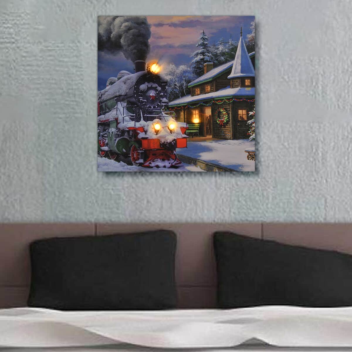 Homesmart Multi Color Canvas 4-LED Train Christmas Painting (2xAA Battery Not Included) image number 1