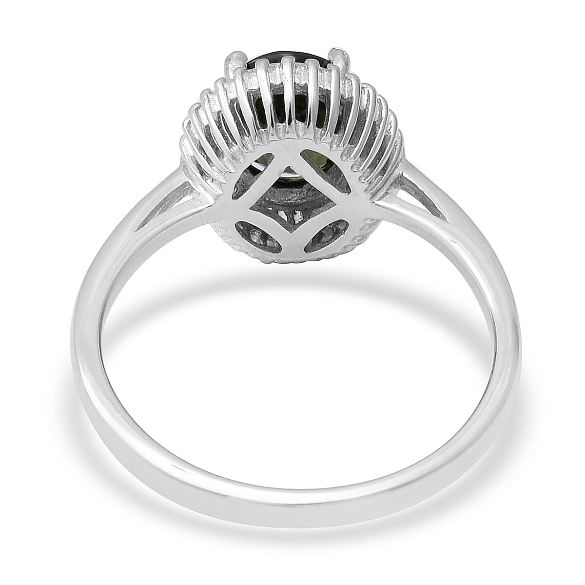 Green Sapphire and Diamond Ring in Platinum Over Sterling Silver (Size 6.0) 1.90 ctw image number 3