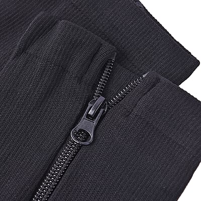 Set of 2 Pairs Black Zipper Compression Socks with Open Toe (S/M)-15-20mmHg