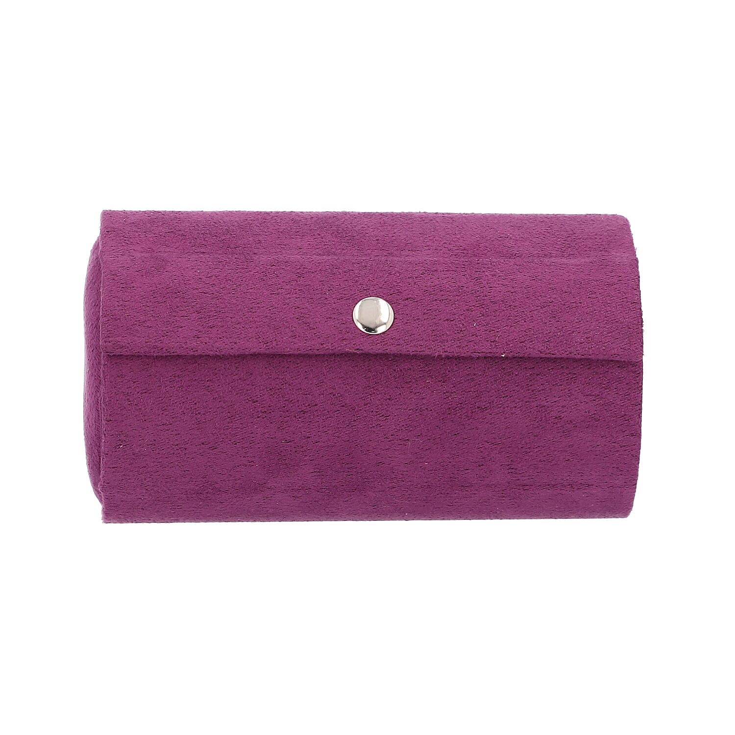 Set of 2 Purple and Golden Velvet Cylinder Shape 3 Layer Jewelry Organizer with Top Cap and Snap Button