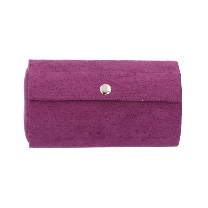 Set of 2 Purple and Golden Velvet Cylinder Shape 3 Layer Jewelry Organizer with Top Cap and Snap Button