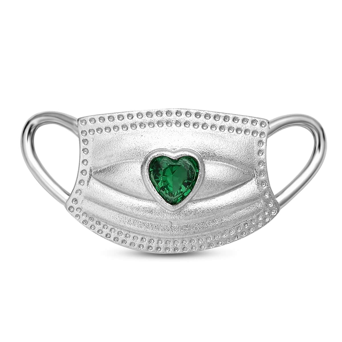 HERO CHARMS Simulated Green Diamond Mask Pendant Charm in Sterling Silver image number 0