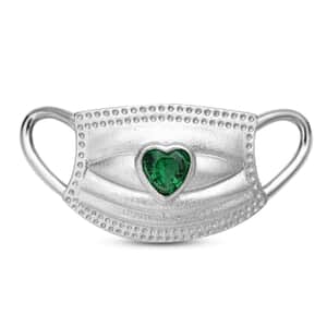 HERO CHARMS Simulated Green Diamond Mask Pendant Charm in Sterling Silver