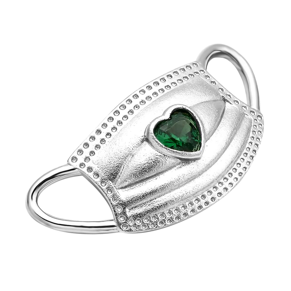 HERO CHARMS Simulated Green Diamond Mask Pendant Charm in Sterling Silver image number 2