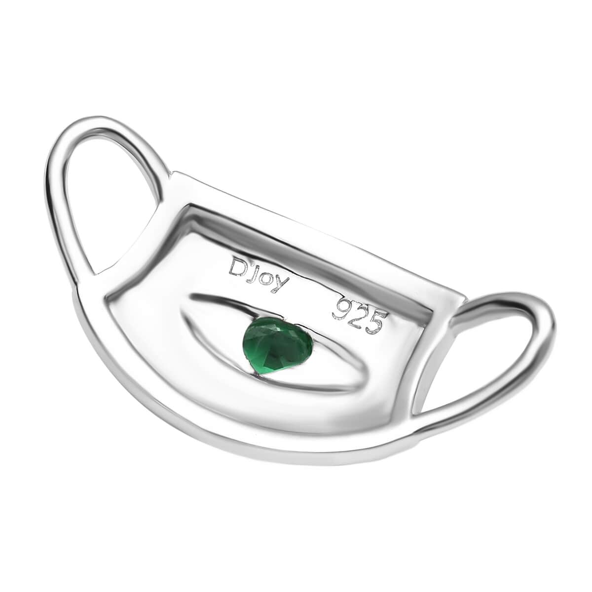 HERO CHARMS Simulated Green Diamond Mask Pendant Charm in Sterling Silver image number 3