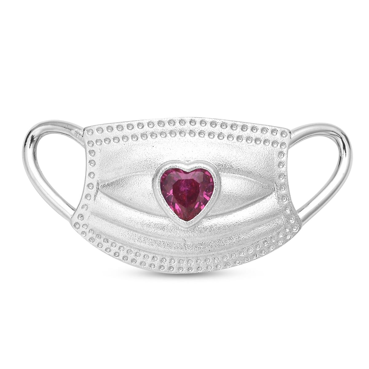 HERO CHARMS Simulated Ruby Color Diamond Mask Pendant Charm in Sterling Silver image number 0